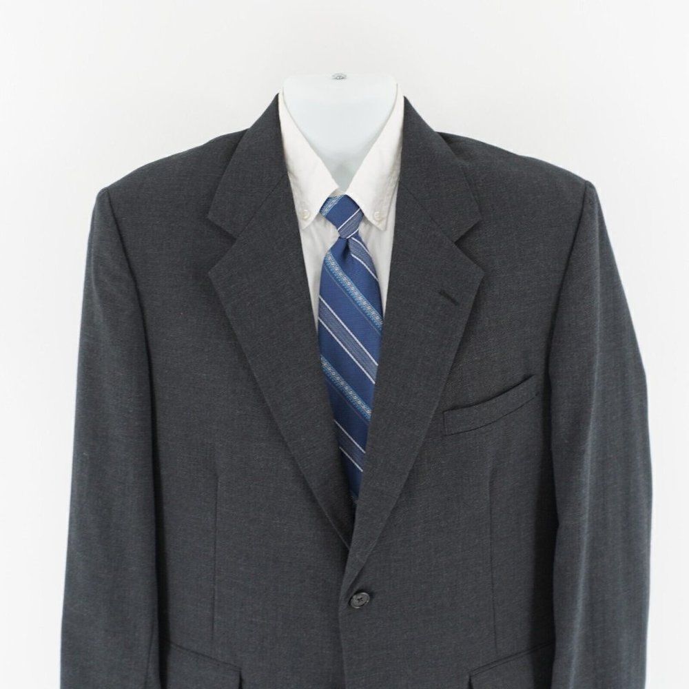 Tailors Row Deansgate Worsted‎ Wool Gray USA 2 Button Blazer Sport Coat 42L